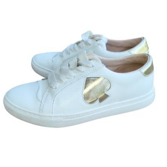 Kate Spade Fez Glitter White Gold Leather Casual Tennis Shoe Sneaker Women 6.5 - Picture 11 of 11
